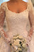 Long Sleeves Scoop Off White Lace A Line Elegant Wedding Dresses DMG93