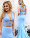 Sexy Mermaid Two-Piece V-Neck Blue Long Prom/Evening Dress stunning DM125