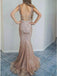 Spaghetti Straps Mermaid Ivory Lace Long Cheap Prom Dresses DMN11