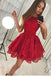 Cute Red Lace A Line Short Homecoming Dress,Cocktail Dresses DMB11