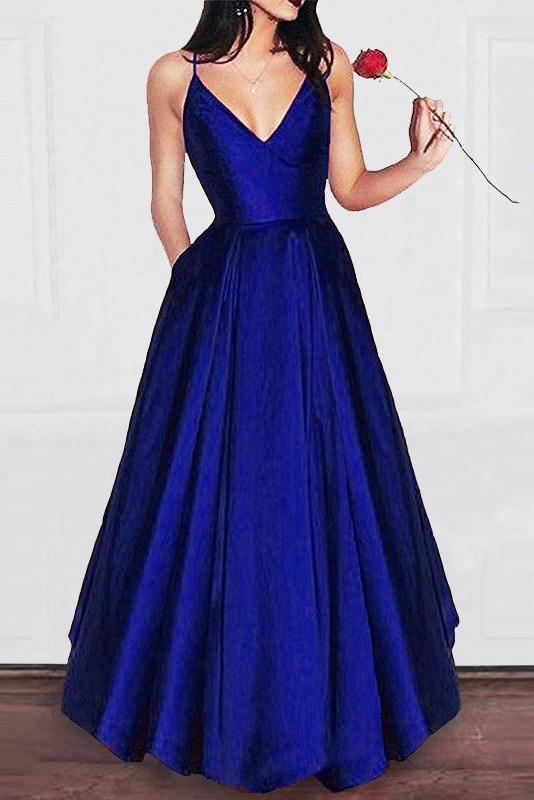 Charming A Line V Neck Satin Spaghetti Straps Long Prom Dress,Girls Graduation Dresses Demodresses Charming A Line V Neck Satin Spaghetti Straps Long Prom Dress,Girls Graduation Dresses Demodresses