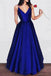 Charming A Line V Neck Satin Spaghetti Straps Long Prom Dress,Girls Graduation Dresses DMB29