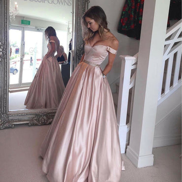 stunning A Line Pink Burgundy Prom Dresses With Pockets, Long Evening Party Dresses DM103