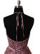 Halter Dusty Red Lace Appliques Tulle A line Long Prom Dresses DMA86