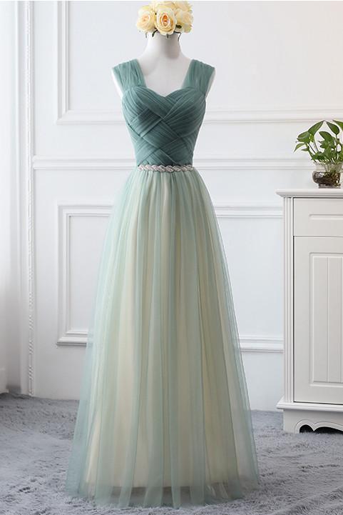 Sweetheart Beading A-Line Floor Length Tulle Charming Prom Dresses DMF19