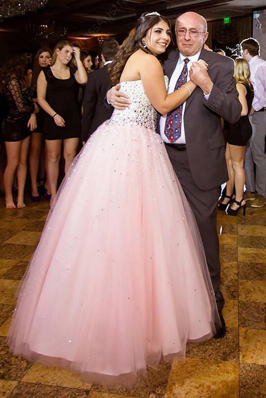 Princess Pink Sweetheart Strapless Tulle Ball Gown Beading Long Plus Size Prom Dress DM663