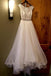 White Bateau Neck A-line Beading Organza Long Wedding Dress DM552