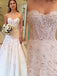 Charming Sweetheart Sweep Train A Line Long Wedding Dress with Lace Appliques DMB10
