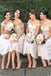 Modern Ivory Off the Shoulder A-line Tea-length Appliques Bridesmaid Dress DM765