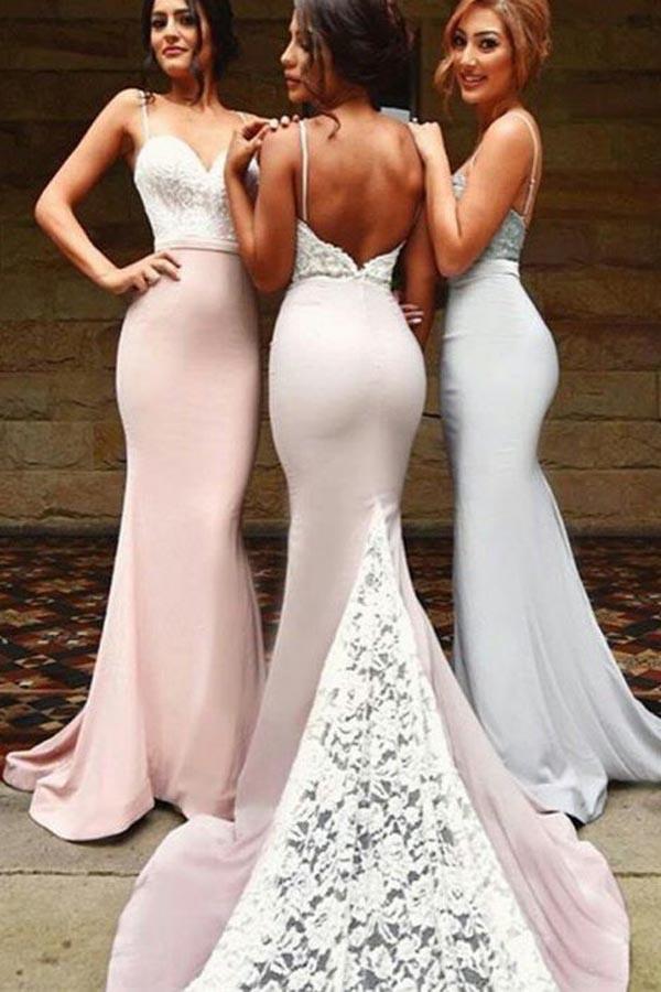 Spaghetti Straps Bridesmaid Dresses,Sexy Bridesmaid Dress,Mermaid Bridesmaid Dresses,Backless Bridesmaid Dress