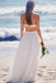Simple Strapless Lace Long White Beach Wedding Dresses DM534