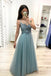 A Line Tulle Floor Length Prom Dresses Beaded Long Evening Dress DMJ22
