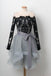 A Line Black Lace Off Shoulder Homecoming Dresses with Long Sleeves DME15
