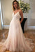 V-Neck Long Spaghetti Straps Prom Dresses,Simple Tulle A-Line Wedding Dresses