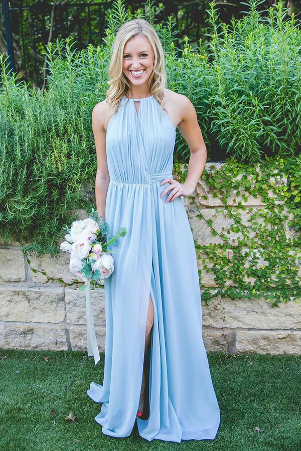 Best Bridesmaid Dresses,Blue Bridesmaid Dress,Split Bridesmaid Dresses,Chiffon Bridesmaid Dress