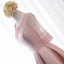 Pink Satin A Line Half Sleeves Lace Appliques Short Homecoming Dresses DMC4