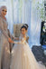 Princess Ball Gown Long Sleeves Tulle Long Flower Girl Dress with Lace Appliques DMB98