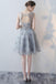 Unique A-line Scoop Grey Mini Tulle Sleeveless Homecoming Dresses DMA73
