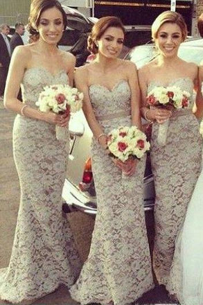Sexy Sweetheart Mermaid Lace Long Bridesmaid Dresses Floor Length DM126
