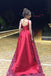 Red A-Line Long Prom Dress,Simple Satin Evening Dress DM650