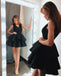 V Neck Lace Short Satin Layered A-Line Knee Length Short Prom Dresses,Homecoming Dresses DMC15