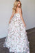 Princess A-line V-neck Straps Floral Lace Long Prom Dresses DMA82