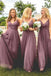 Spaghetti Straps Bridesmaid Dresses,V Neck Bridesmaid Dress,Light Purple Bridesmaid Dresses,Tulle Bridesmaid Dress
