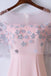 Elegant Pink Round Neck Short Sleeve Satin Lace Applique Long Prom Dress DM649