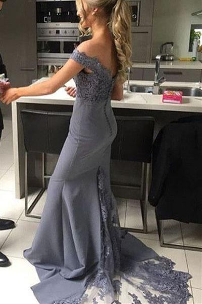 Sexy Mermaid Off the Shoulder Long Prom Dress With Lace DM685