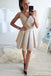 A-Line V-Neck Mini Cheap Homecoming Dress with Beading,Sweet 16 Dresses DMB83