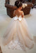 Princess Ball Gown Long Sleeves Tulle Long Flower Girl Dress with Lace Appliques