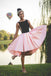 Black and Pink Short A Line Homecoming Dress,Graduation Dresses DMB85