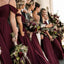 Spaghetti Straps Cheap Chiffon Off Shoulder Burgundy Bridesmaid Dresses DMG61