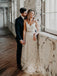 Charming Spaghetti Strap V-neck Long Lace Beach Wedding Dresses DMM91