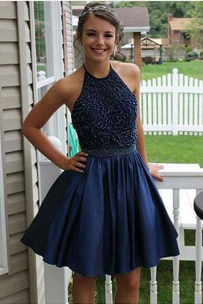 Royal Blue A Line Taffeta Beaded Bodice Halter Homecoming Dresses Demodresses Royal Blue A Line Taffeta Beaded Bodice Halter Homecoming Dresses Demodresses