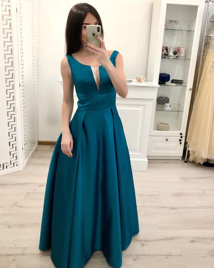 Simple A Line Satin Prom Dresses, Cheap Formal Dress For Teens DMI19