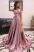 Cheap Simple Spaghetti Strap Long Prom Dresses Side Slit DMH47