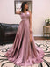 Cheap Simple Spaghetti Strap Long Prom Dresses Side Slit DMH47