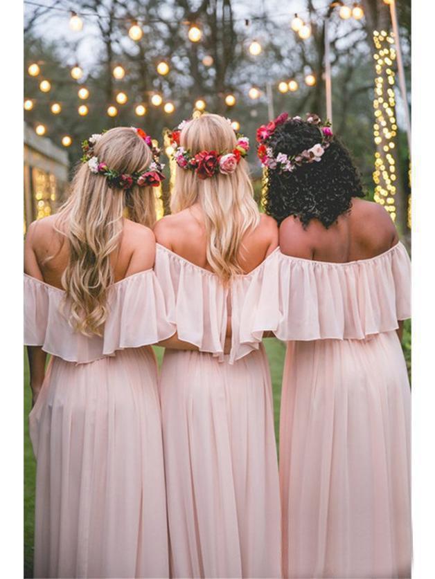 Off the Shoulder Burgundy Bridesmaid Dresses Cheap Long Bridesmaid Dress DMO23