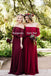 Off the Shoulder Burgundy Bridesmaid Dresses Cheap Long Bridesmaid Dress DMO23