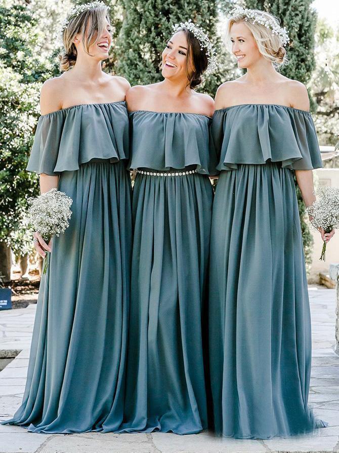Off the Shoulder Burgundy Bridesmaid Dresses Cheap Long Bridesmaid Dress DMO23