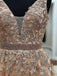A Line V Neck Long Lace Applique Prom Dresses Cheap Ball Gown DMH44