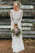 Long Sleeve Ivory Lace See Through Backless Beach Boho Wedding Dresses DMF81
