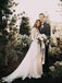 A Line Long Sleeve Lace Appliqued Ivory Beach Wedding Dress DMF83