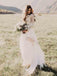 A Line Long Sleeve Lace Appliqued Ivory Beach Wedding Dress DMF83