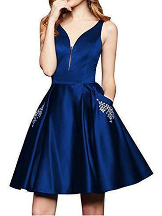 Maroon Short A Line Beading Homecoming Dresses with Pocket DMO12