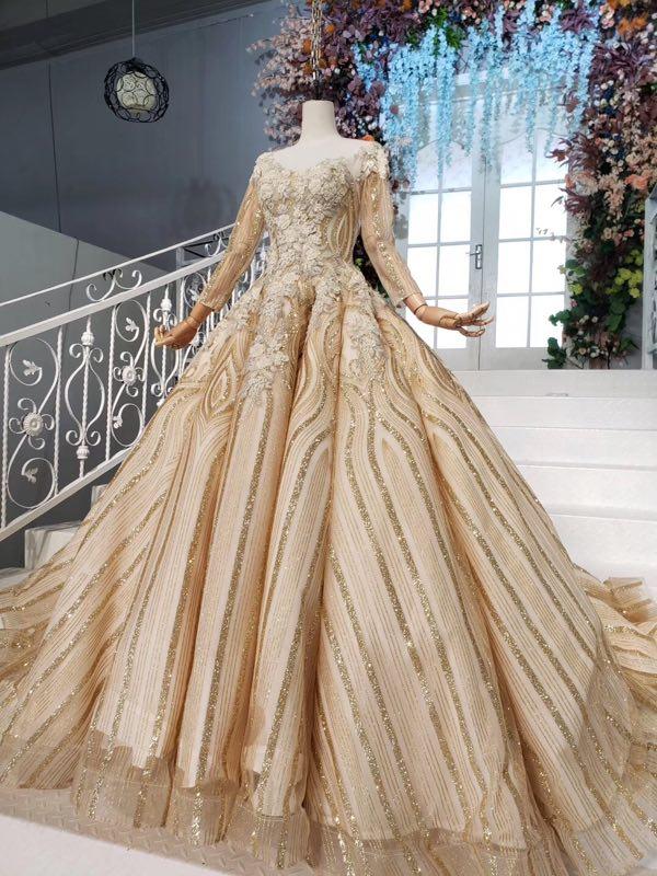 Stunning Ball Gown Long Sleeves Prom Dress, Pretty Quinceanera Dresses OKP64 – Demodresses