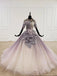 Sparkly Ball Gown Half Sleeves Ombre Quinceanera Dresses with Flowers DMS90