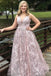 Modest Sleeveless Lace Pink Prom Dresses Long Formal Dresses DMO92