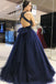 Elegant Scoop Royal Blue Ball Gown Beading Prom Dresses,Sweet 16 Dress DM944